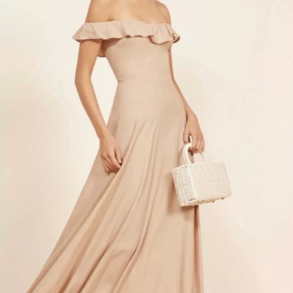 Reformation Verbena Dress Petite 0 Champagne *LIKE NEW* - Picture 3 of 6